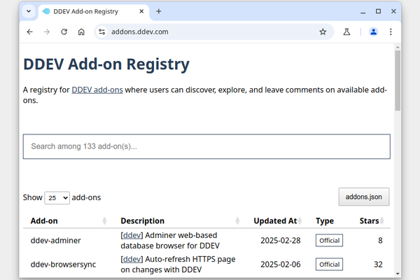 DDEV Add-on Registry website